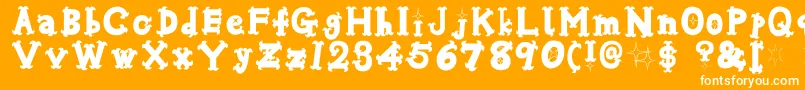 Oshareb-Schriftart – Weiße Schriften auf orangefarbenem Hintergrund