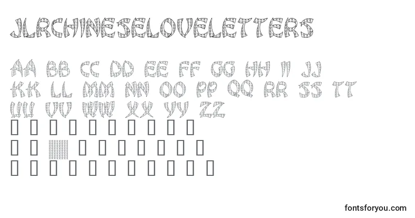 Czcionka JlrChineseLoveLetters – alfabet, cyfry, specjalne znaki