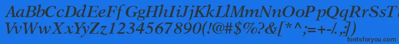 Шрифт OrchidsskSemibolditalic – чёрные шрифты на синем фоне