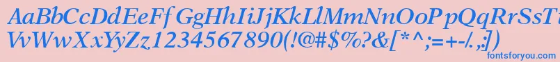 OrchidsskSemibolditalic-Schriftart – Blaue Schriften auf rosa Hintergrund