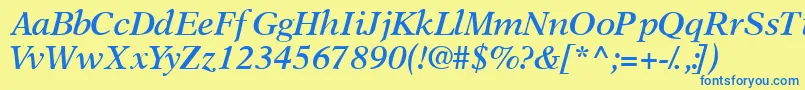 OrchidsskSemibolditalic Font – Blue Fonts on Yellow Background