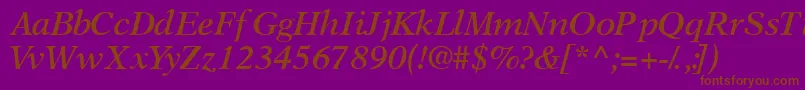 OrchidsskSemibolditalic-Schriftart – Braune Schriften auf violettem Hintergrund