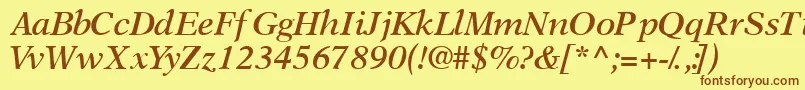 フォントOrchidsskSemibolditalic – 茶色の文字が黄色の背景にあります。