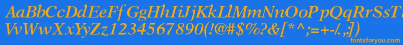 フォントOrchidsskSemibolditalic – オレンジ色の文字が青い背景にあります。