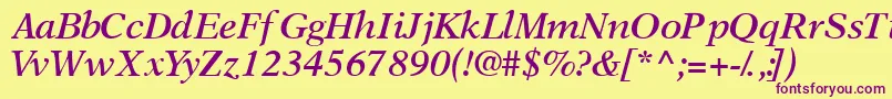 Шрифт OrchidsskSemibolditalic – фиолетовые шрифты на жёлтом фоне
