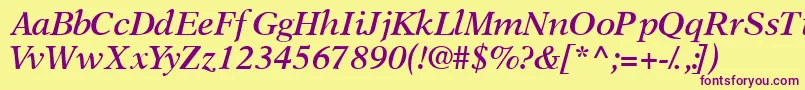 OrchidsskSemibolditalic Font – Purple Fonts on Yellow Background