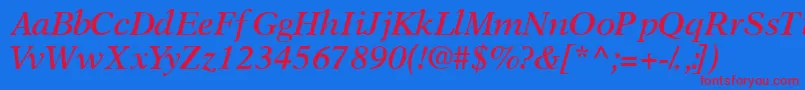 Шрифт OrchidsskSemibolditalic – красные шрифты на синем фоне