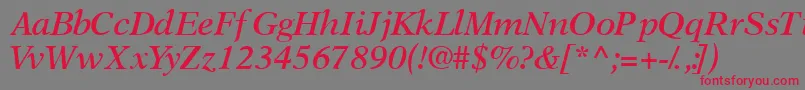 Шрифт OrchidsskSemibolditalic – красные шрифты на сером фоне