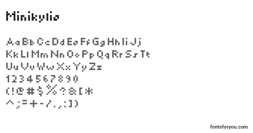 Fuente Minikylie - alfabeto, números, caracteres especiales