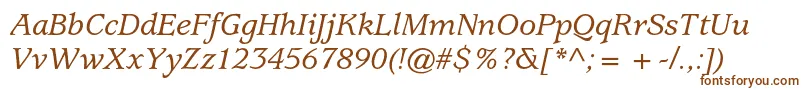 Шрифт UsherwoodstdMediumitalic – коричневые шрифты на белом фоне