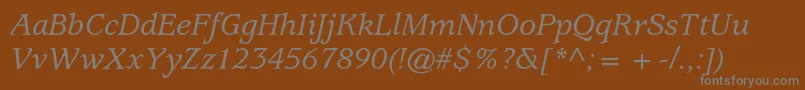 UsherwoodstdMediumitalic-Schriftart – Graue Schriften auf braunem Hintergrund