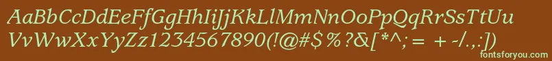 UsherwoodstdMediumitalic Font – Green Fonts on Brown Background