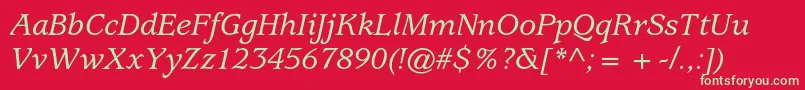 UsherwoodstdMediumitalic Font – Green Fonts on Red Background