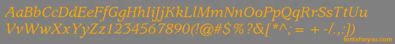 フォントUsherwoodstdMediumitalic – オレンジの文字は灰色の背景にあります。