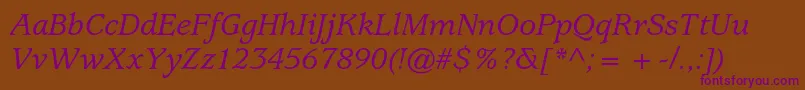 UsherwoodstdMediumitalic Font – Purple Fonts on Brown Background