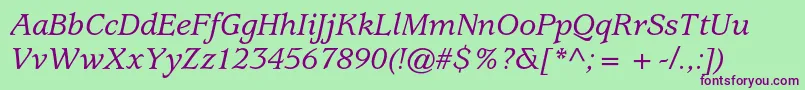 UsherwoodstdMediumitalic Font – Purple Fonts on Green Background