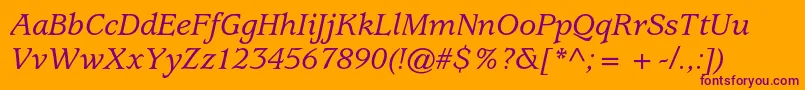 UsherwoodstdMediumitalic-fontti – violetit fontit oranssilla taustalla