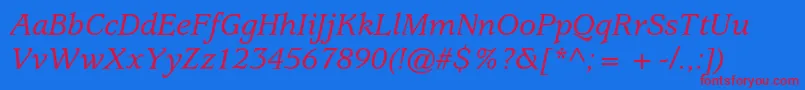 UsherwoodstdMediumitalic-fontti – punaiset fontit sinisellä taustalla