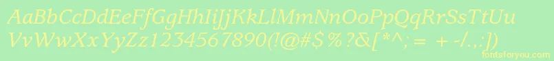 UsherwoodstdMediumitalic Font – Yellow Fonts on Green Background