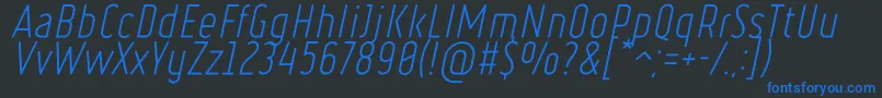 RulerLightItalic Font – Blue Fonts on Black Background