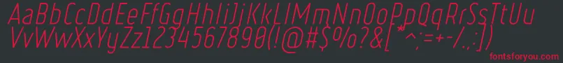 RulerLightItalic Font – Red Fonts on Black Background