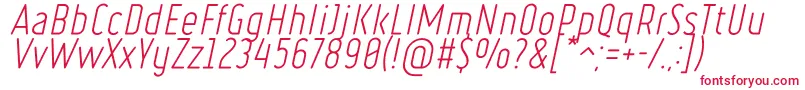 フォントRulerLightItalic – 赤い文字