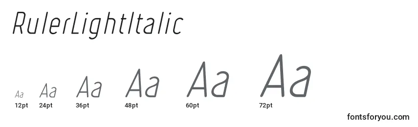 Размеры шрифта RulerLightItalic