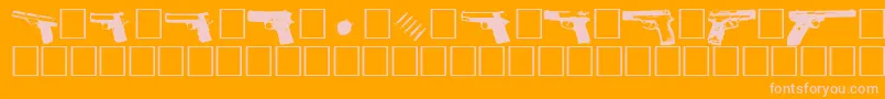 Lisätietoja Gunbats-fontista Gunbats-fontti – vaaleanpunaiset fontit oranssilla taustalla