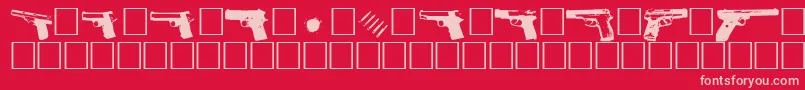 Weitere Informationen zur Gunbats-Schriftart Gunbats-Schriftart – Rosa Schriften auf rotem Hintergrund