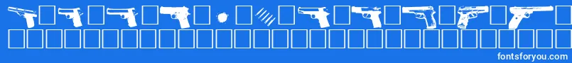 Police Gunbats – polices blanches sur fond bleu