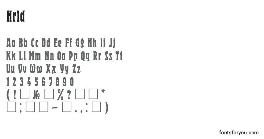 A fonte Hrld – alfabeto, números, caracteres especiais