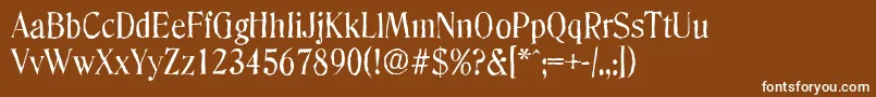 DenverantiqueRegular-fontti – valkoiset fontit ruskealla taustalla