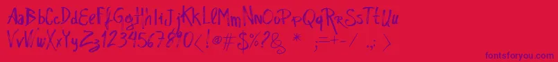 Vtksrascunhoerrado Font – Purple Fonts on Red Background