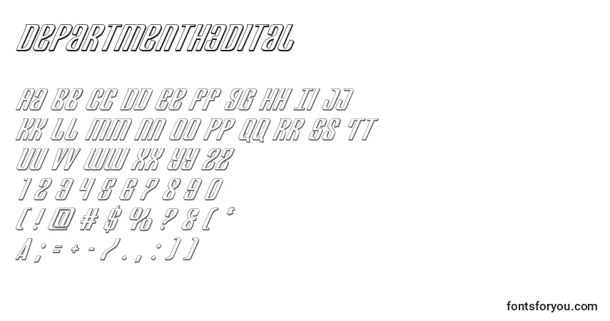 Schriftart Departmenth3Dital – Alphabet, Zahlen, spezielle Symbole