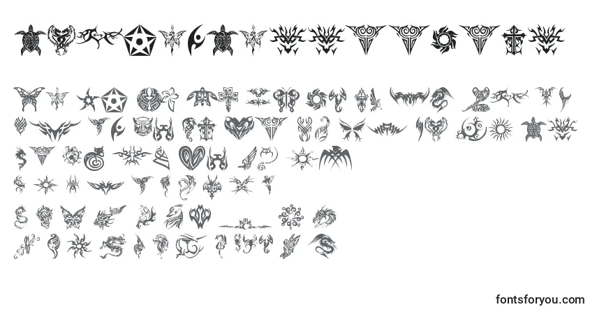 Schriftart TribalTattooFont – Alphabet, Zahlen, spezielle Symbole