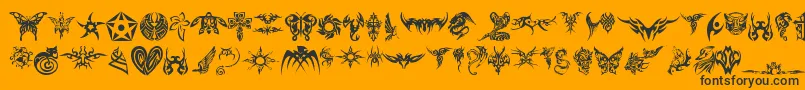 Fonte TribalTattooFont – fontes pretas em um fundo laranja