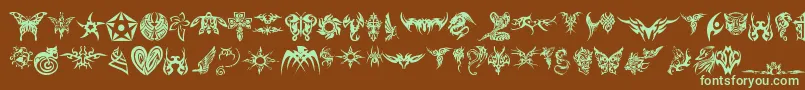 Шрифт TribalTattooFont – зелёные шрифты на коричневом фоне