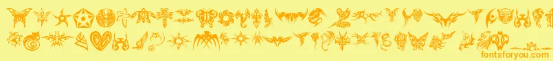 TribalTattooFont Font – Orange Fonts on Yellow Background