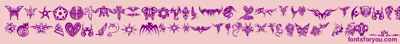 TribalTattooFont-Schriftart – Violette Schriften auf rosa Hintergrund