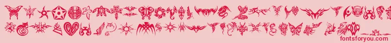 TribalTattooFont Font – Red Fonts on Pink Background