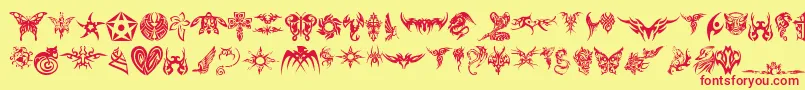 TribalTattooFont Font – Red Fonts on Yellow Background