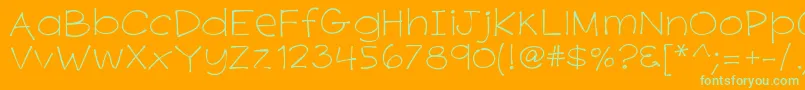 K26primrosepeach-Schriftart – Grüne Schriften auf orangefarbenem Hintergrund