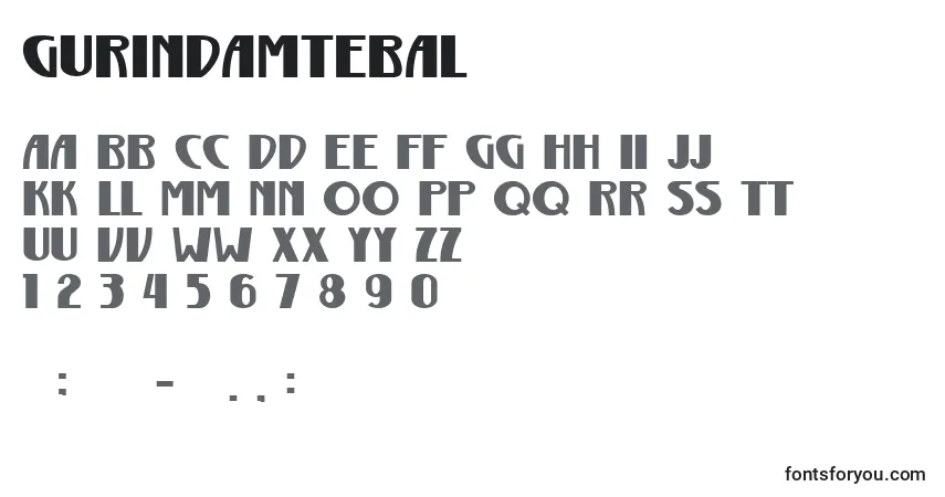 Czcionka GurindamTebal – alfabet, cyfry, specjalne znaki