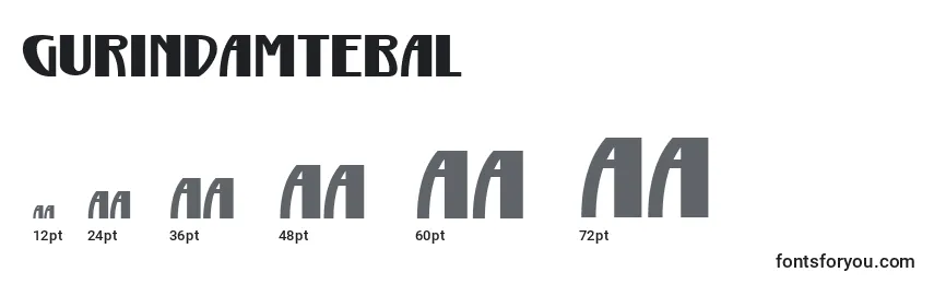 Размеры шрифта GurindamTebal