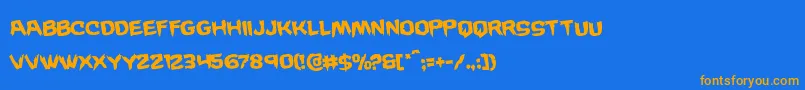 Wickermanrotate Font – Orange Fonts on Blue Background