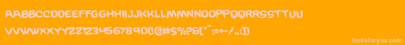 Wickermanrotate-Schriftart – Rosa Schriften auf orangefarbenem Hintergrund