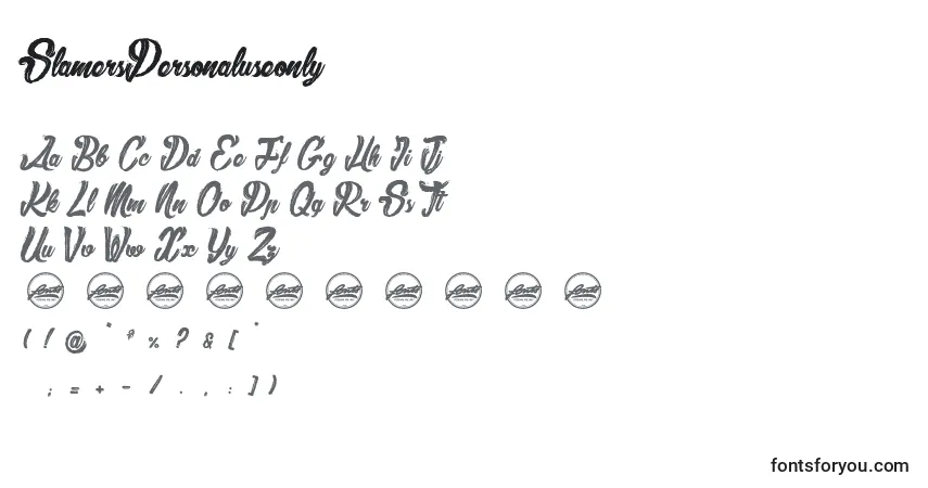 SlamersPersonaluseonly-fontti – aakkoset, numerot, erikoismerkit