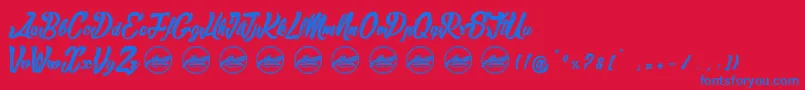 SlamersPersonaluseonly Font – Blue Fonts on Red Background