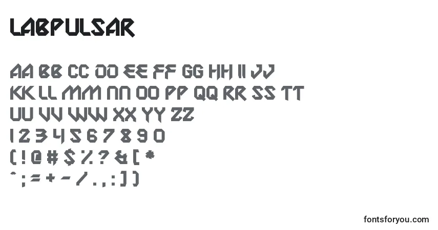 Czcionka LabPulsar – alfabet, cyfry, specjalne znaki