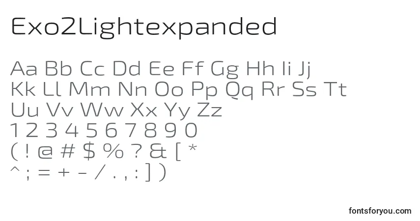 Schriftart Exo2Lightexpanded – Alphabet, Zahlen, spezielle Symbole